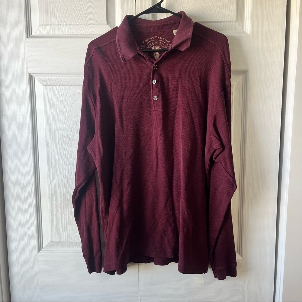 Tommy Bahama Silk Blend Long Sleeve Maroon Shirt size XL